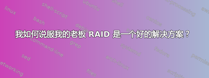 我如何说服我的老板 RAID 是一个好的解决方案？