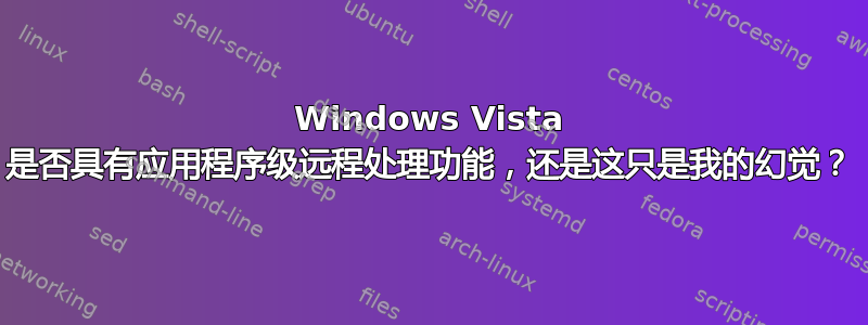 Windows Vista 是否具有应用程序级远程处理功能，还是这只是我的幻觉？