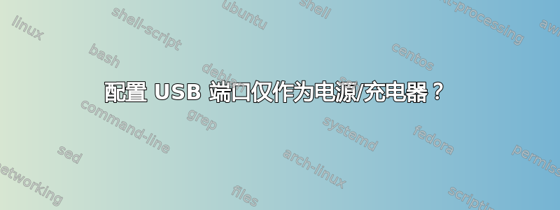 配置 USB 端口仅作为电源/充电器？