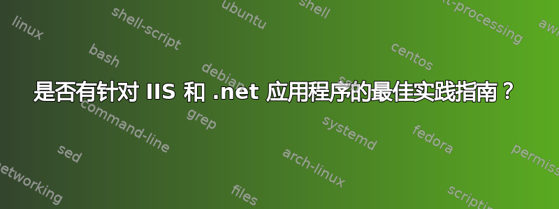 是否有针对 IIS 和 .net 应用程序的最佳实践指南？