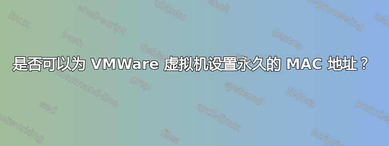 是否可以为 VMWare 虚拟机设置永久的 MAC 地址？