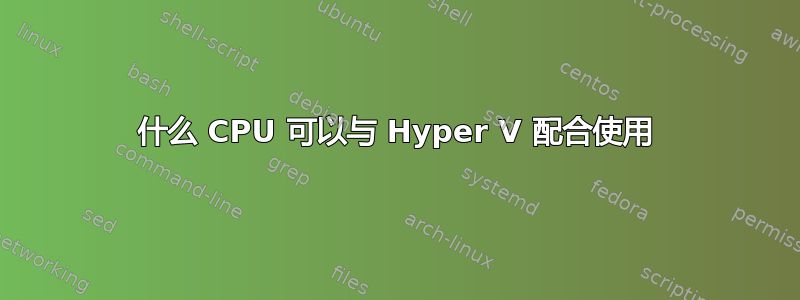 什么 CPU 可以与 Hyper V 配合使用