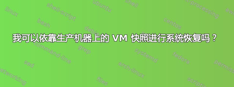 我可以依靠生产机器上的 VM 快照进行系统恢复吗？