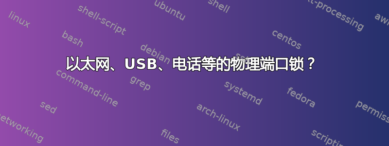 以太网、USB、电话等的物理端口锁？