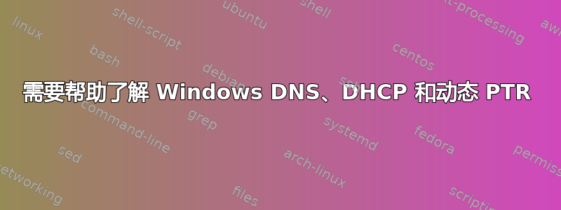 需要帮助了解 Windows DNS、DHCP 和动态 PTR