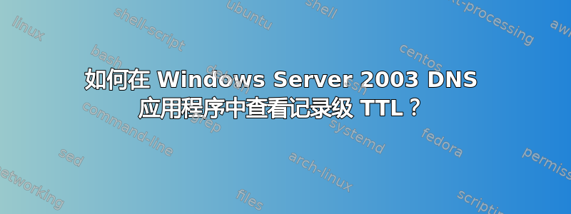 如何在 Windows Server 2003 DNS 应用程序中查看记录级 TTL？