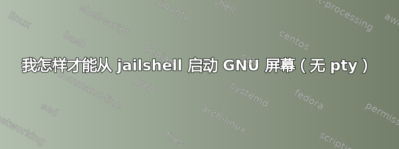 我怎样才能从 jailshell 启动 GNU 屏幕（无 pty）