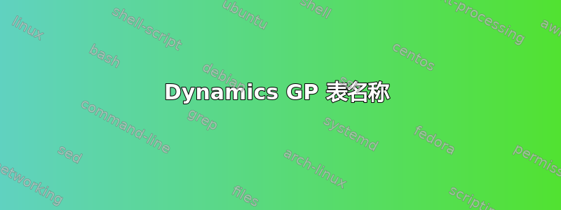 Dynamics GP 表名称