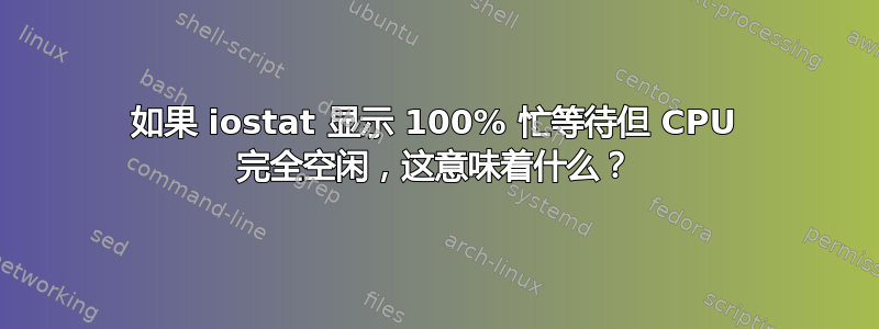 如果 iostat 显示 100% 忙等待但 CPU 完全空闲，这意味着什么？