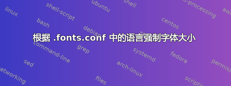 根据 .fonts.conf 中的语言强制字体大小