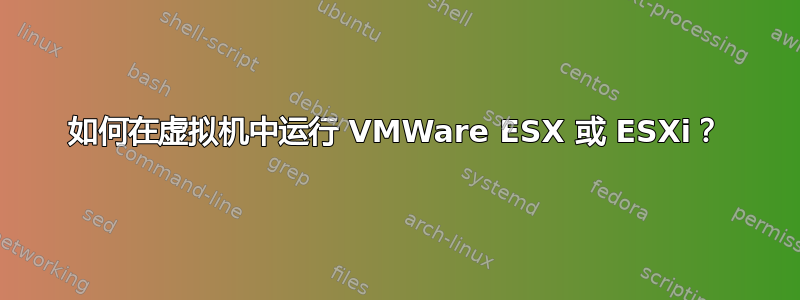 如何在虚拟机中运行 VMWare ESX 或 ESXi？