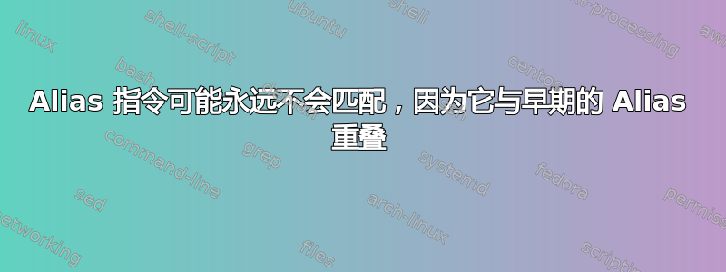 Alias 指令可能永远不会匹配，因为它与早期的 Alias 重叠