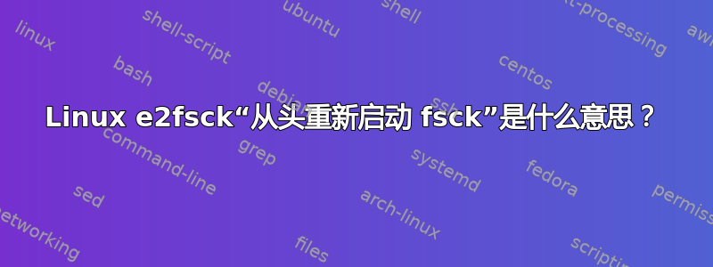 Linux e2fsck“从头重新启动 fsck”是什么意思？