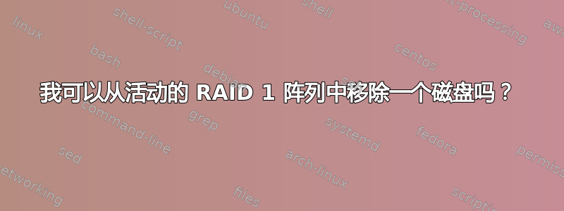 我可以从活动的 RAID 1 阵列中移除一个磁盘吗？