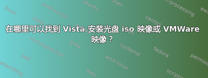 在哪里可以找到 Vista 安装光盘 iso 映像或 VMWare 映像？