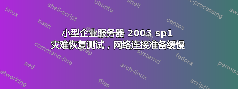 小型企业服务器 2003 sp1 灾难恢复测试，网络连接准备缓慢