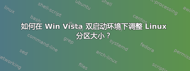 如何在 Win Vista 双启动环境下调整 Linux 分区大小？