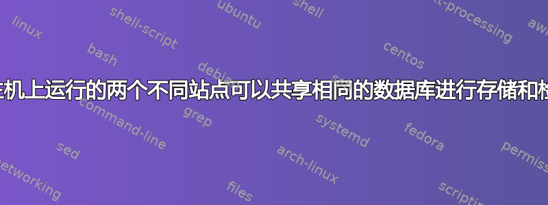 在同一主机上运行的两个不同站点可以共享相同的数据库进行存储和检索吗？