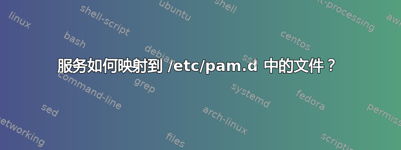 服务如何映射到 /etc/pam.d 中的文件？