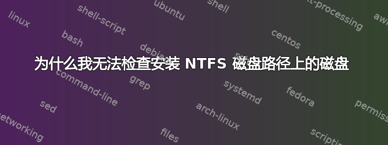 为什么我无法检查安装 NTFS 磁盘路径上的磁盘