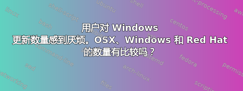 用户对 Windows 更新数量感到厌烦。OSX、Windows 和 Red Hat 的数量有比较吗？