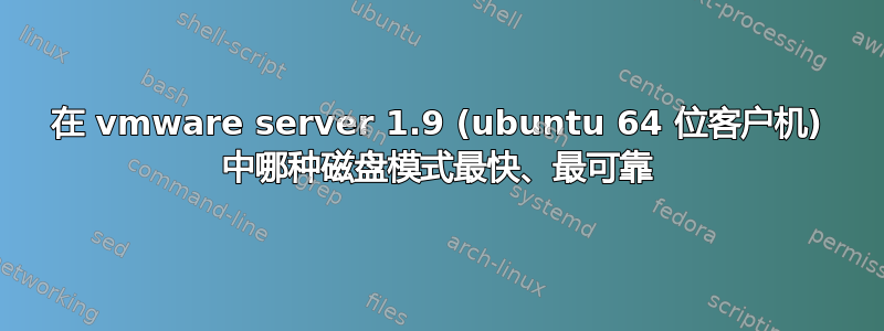 在 vmware server 1.9 (ubuntu 64 位客户机) 中哪种磁盘模式最快、最可靠