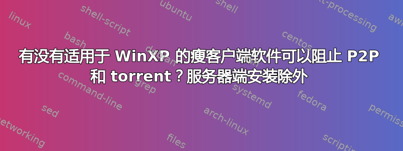 有没有适用于 WinXP 的瘦客户端软件可以阻止 P2P 和 torrent？服务器端安装除外