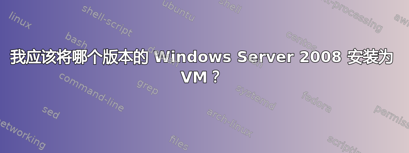 我应该将哪个版本的 Windows Server 2008 安装为 VM？