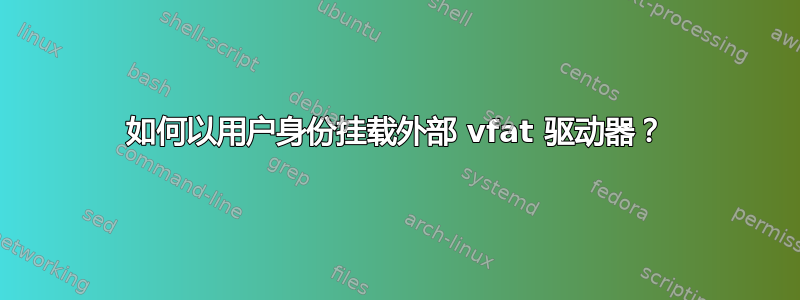 如何以用户身份挂载外部 vfat 驱动器？