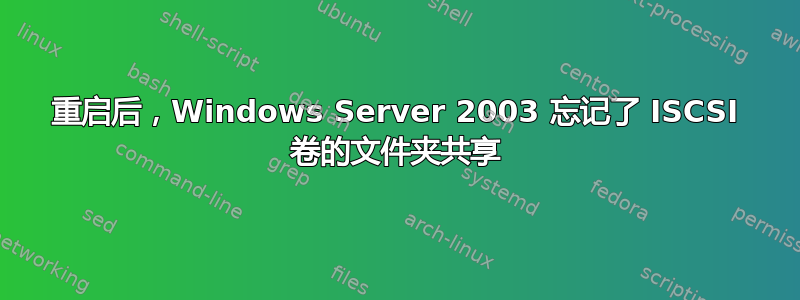 重启后，Windows Server 2003 忘记了 ISCSI 卷的文件夹共享