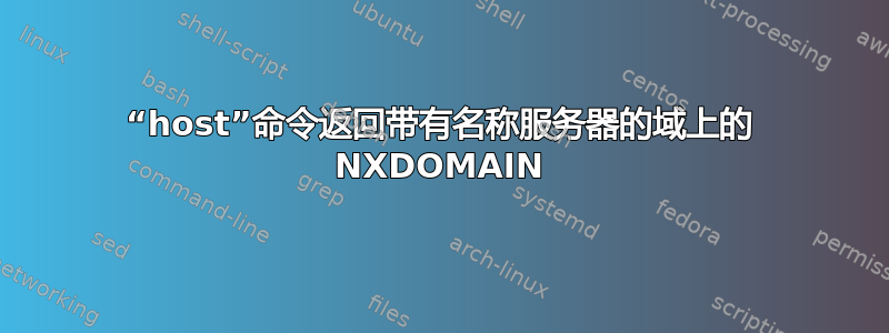 “host”命令返回带有名称服务器的域上的 NXDOMAIN