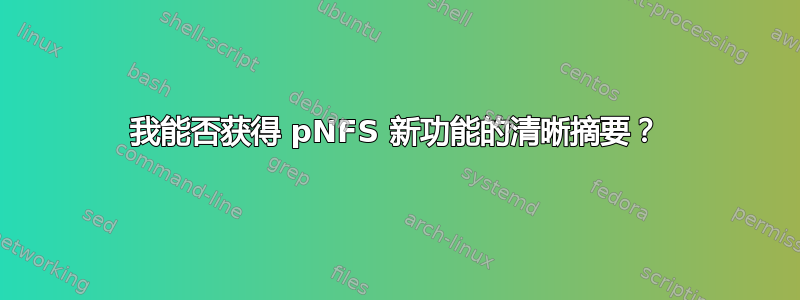 我能否获得 pNFS 新功能的清晰摘要？