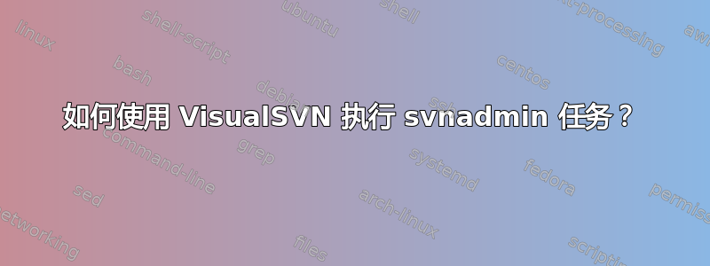 如何使用 VisualSVN 执行 svnadmin 任务？