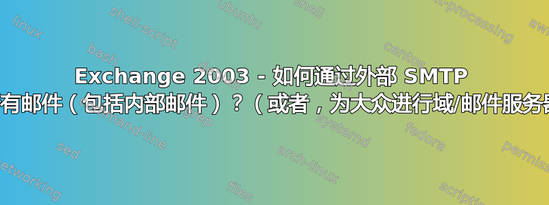 Exchange 2003 - 如何通过外部 SMTP 网关路由所有邮件（包括内部邮件）？（或者，为大众进行域/邮件服务器迁移。）