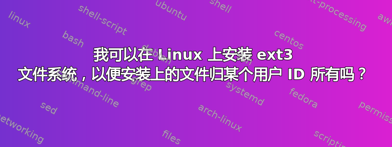 我可以在 Linux 上安装 ext3 文件系统，以便安装上的文件归某个用户 ID 所有吗？