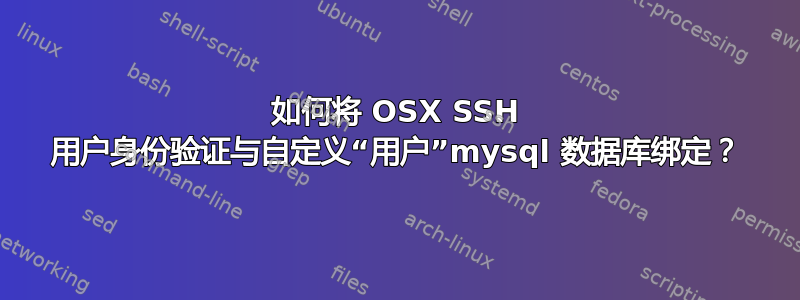 如何将 OSX SSH 用户身份验证与自定义“用户”mysql 数据库绑定？