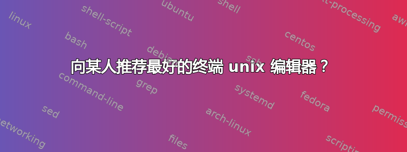 向某人推荐最好的终端 unix 编辑器？