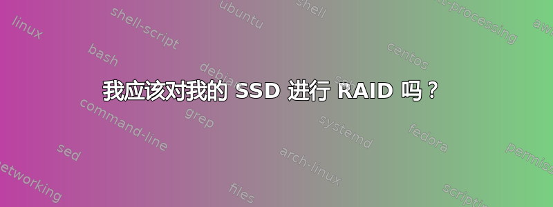 我应该对我的 SSD 进行 RAID 吗？