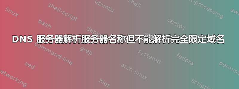 DNS 服务器解析服务器名称但不能解析完全限定域名