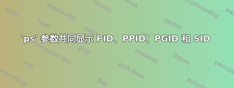 'ps' 参数共同显示 PID、PPID、PGID 和 SID