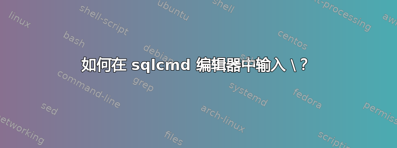 如何在 sqlcmd 编辑器中输入 \？