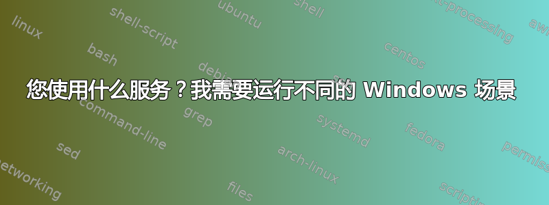 您使用什么服务？我需要运行不同的 Windows 场景