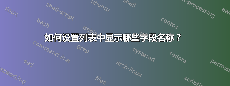 如何设置列表中显示哪些字段名称？