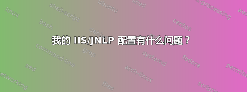 我的 IIS/JNLP 配置有什么问题？