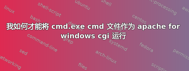 我如何才能将 cmd.exe cmd 文件作为 apache for windows cgi 运行