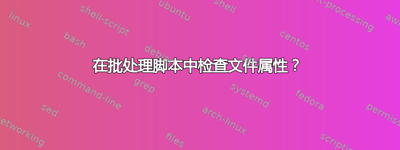 在批处理脚本中检查文件属性？