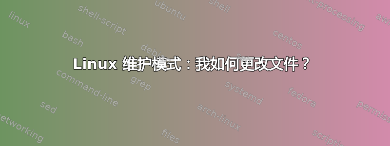 Linux 维护模式：我如何更改文件？