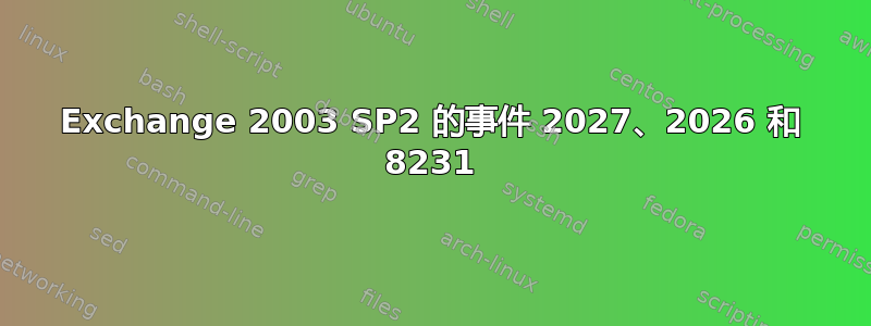 Exchange 2003 SP2 的事件 2027、2026 和 8231