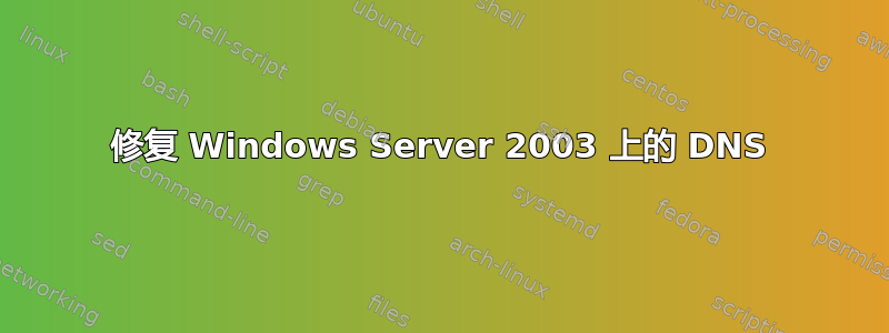 修复 Windows Server 2003 上的 DNS