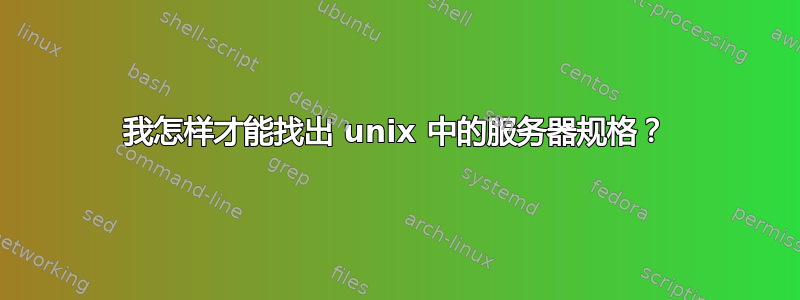 我怎样才能找出 unix 中的服务器规格？